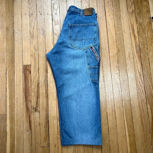 Y2K Vintage‎ Polo Jeans Co Baggy Wide Leg Carpenter Crop Men's Size 37x26.5 READ
